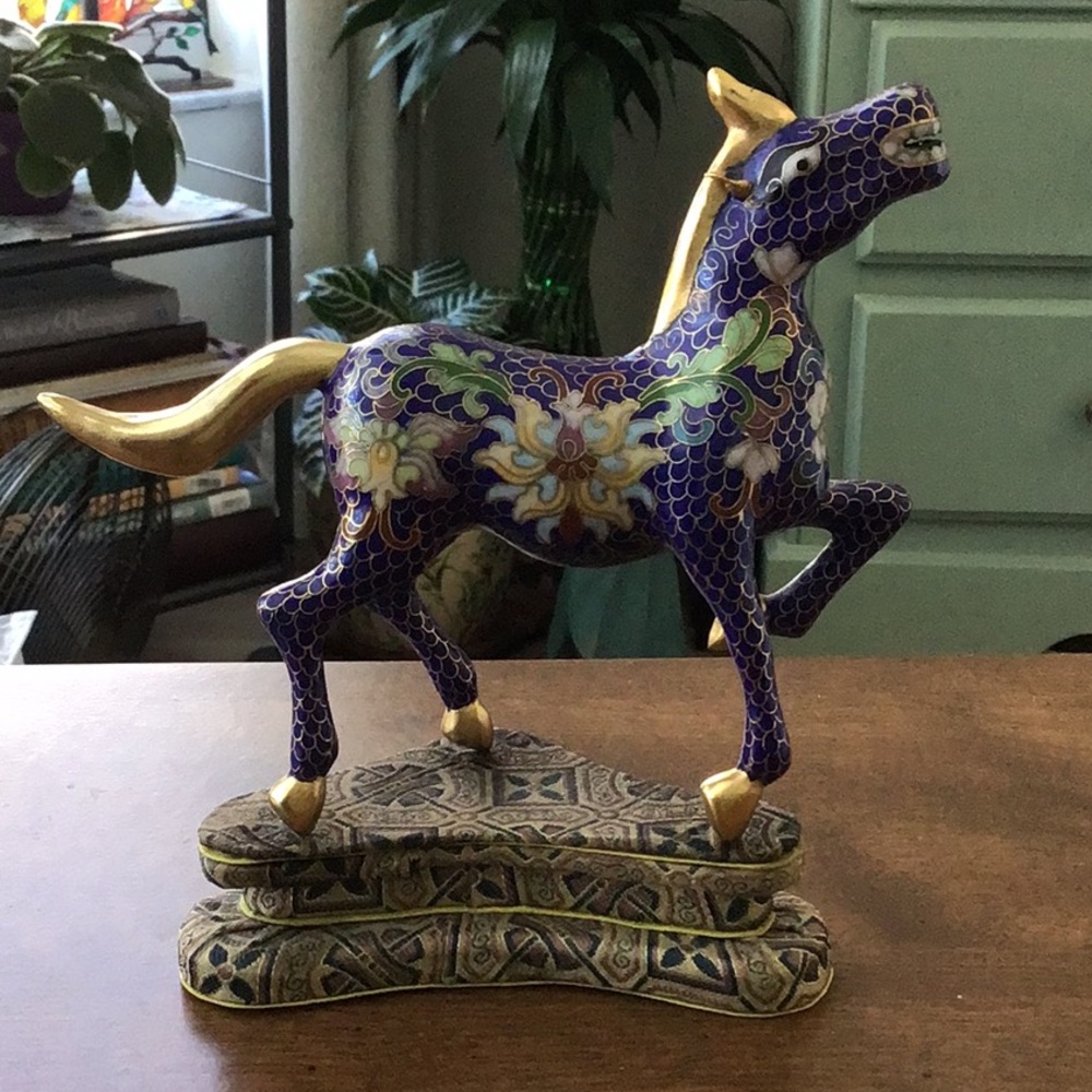 Vintage Chinese cloisonné horse figurine